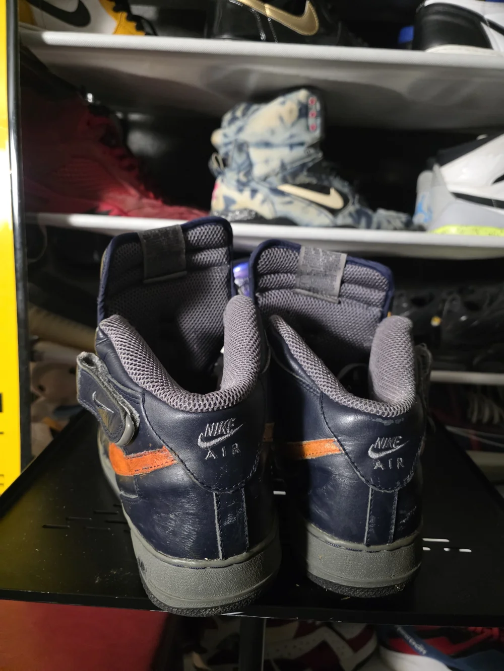 🔥 Nike Air Force 1 High-Top Premium  Sneakers with Orange Swoosh Size 14 - Picture 6 of 11